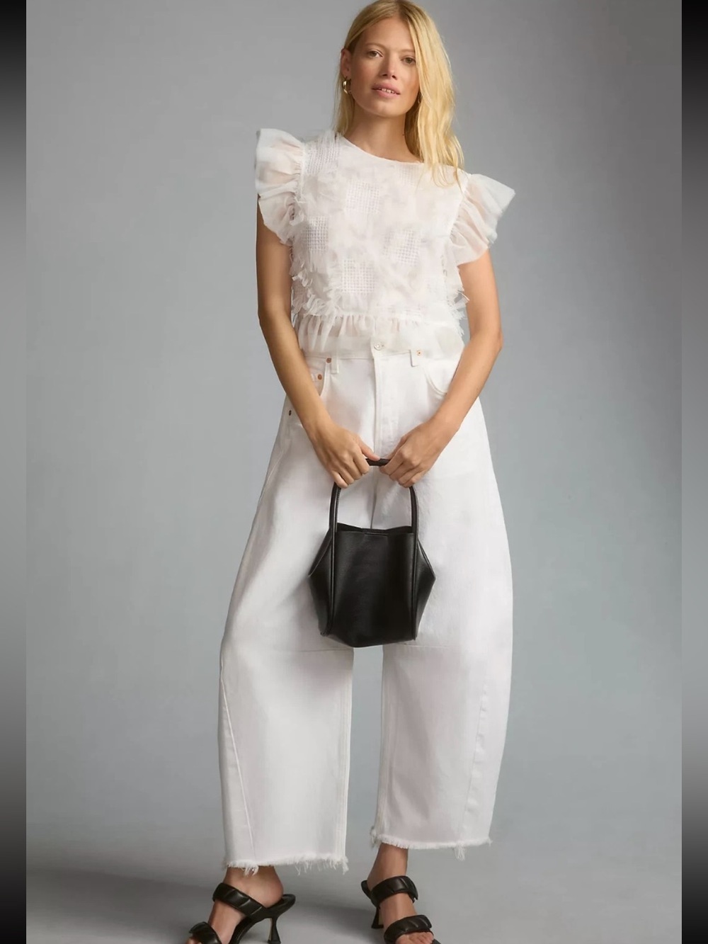 Anthropologie Maeve ruffle mesh top size XL